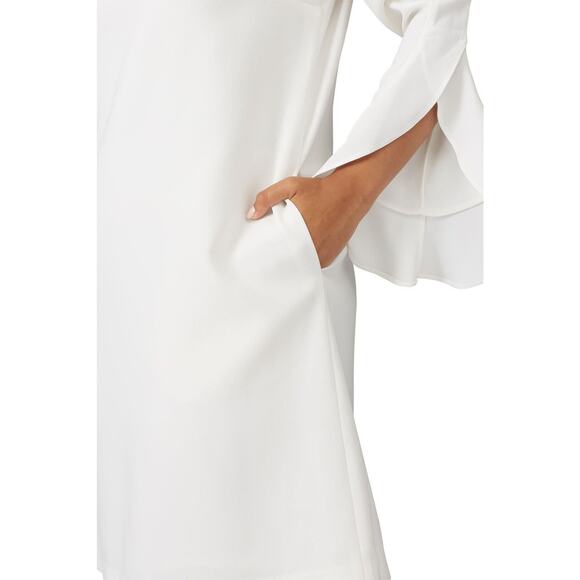 Lafayette 148 Emery Ruffle Cuff Shift Dress Off White Size Large - Picture 4 of 14